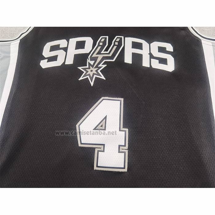 Camiseta San Antonio Spurs DeAaron Fox NO 4 Icon 2024-25 Negro